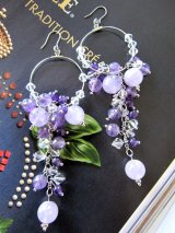 アメジスト豪華ゆれるフープピアス