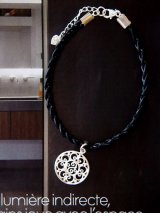 (silver925)革の三つ編みブレスレット