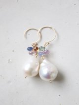 14KGF　sapphire baroque pearl pierce