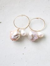 14KGF hoop skoya baroque pearl pierce