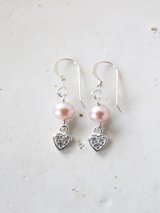 SILVER925　zirconiaheart pinkpearl pierce　