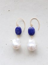 14KGF　lapis lazuli  baroque pearl pierce