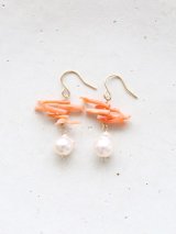 14KGF　pearl coral pierce