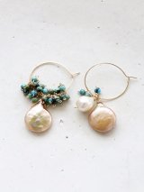 (14kgf)turquoise pearl hoop piece