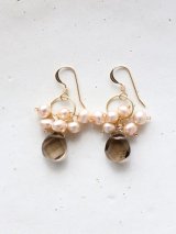 14KGF smokyquartz pearl pierce