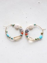 14KGF　turquoise  pearl coral hooppierce 