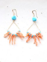 14KGF　Sleeping beautyturquoise coral pierce  