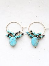 14KGF black spinel　 turquoise hooppierce