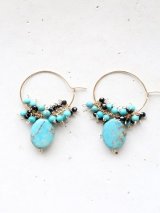 14KGF black spinel　 turquoise hooppierce