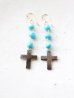 画像1: 14KGF　 cross　Sleeping beautyturquoisepierce  (1)