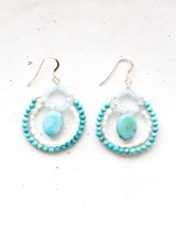 14KGF　aquamarine turquoise pearl pierce