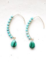 14KGF turquoise malachite pierce