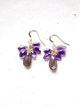 14KGF　brownmoonstone amethyst pierce 