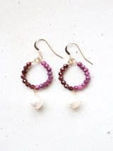 14KGF ruby  garnet　akoyapearl pierce 