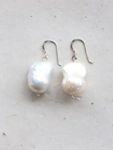 SILVER925　large drop  baroque pearl pierce