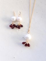 redgarnet pearl pierce necklace set