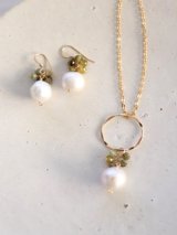 garnet pearl pierce necklace set