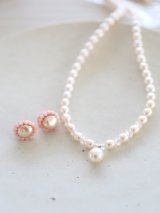 coralpierce＆pearlnecklace set