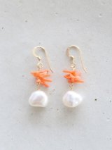 14KGF coral　pearl　pierce