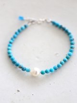 SILVER925　 turquoise akoyapearl bracelet