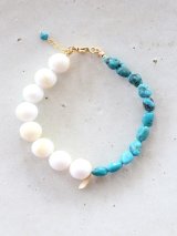 14KGF turquoise shall bracelet