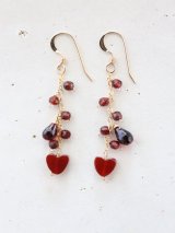 14KGF redheart garnet  pierce