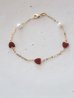 画像1: 14KGF redheart pearl bracelet (1)