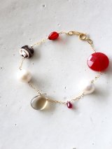 14KGF ruby amber pearl mix bracelet