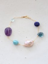 14KGF lapis lazuli turquoise multi bracelet