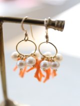 14KGF coral pearl pierce