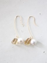 14KGF  champane quartz pearl pierce