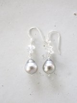 SILVER925　 herkimer diamond  South Sea Pearl pierce