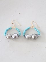 14KGF turquoise South Sea Pearl　pierce