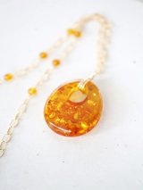 14KGF amber necklace