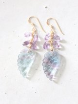 14KGF amethyst fluorite  pierce 