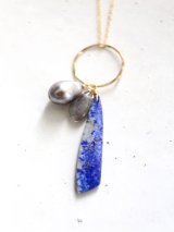 14KGF South Sea Pearl lapis lazuli necklace