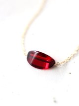 14KGF wine color amber neckklace