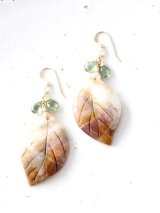 14KGF carved  amazonite leaves pierce