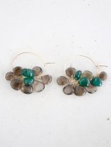 14KGF smoky quartz　greenonyx pierce