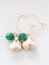 14KGF goldpearl greenonyx pierce 