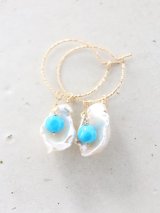 14KGF 4way    pearl  Sleeping beautyturquoise　pierce