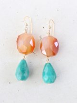 14KGF carnelian　amazonite  pierce