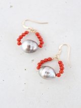 14KGF coral South Sea Pearl　pierce