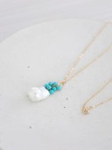 14KGF  pearl turquoise necklace