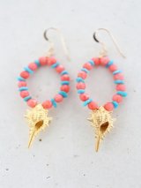 14KGF coral turquoise pierce