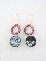 14KGF roman glass garnet pierce 