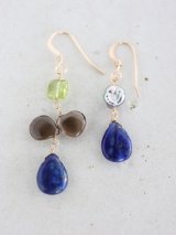 14KGF  smoky quartz  lapis lazuli　pierce