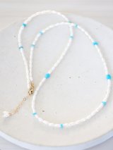 14KGF pearl turquoise necklace