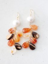 14KGF carnelian pearl pierce