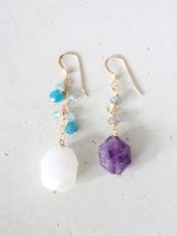 14KGF　moonstone amethyst pierce 